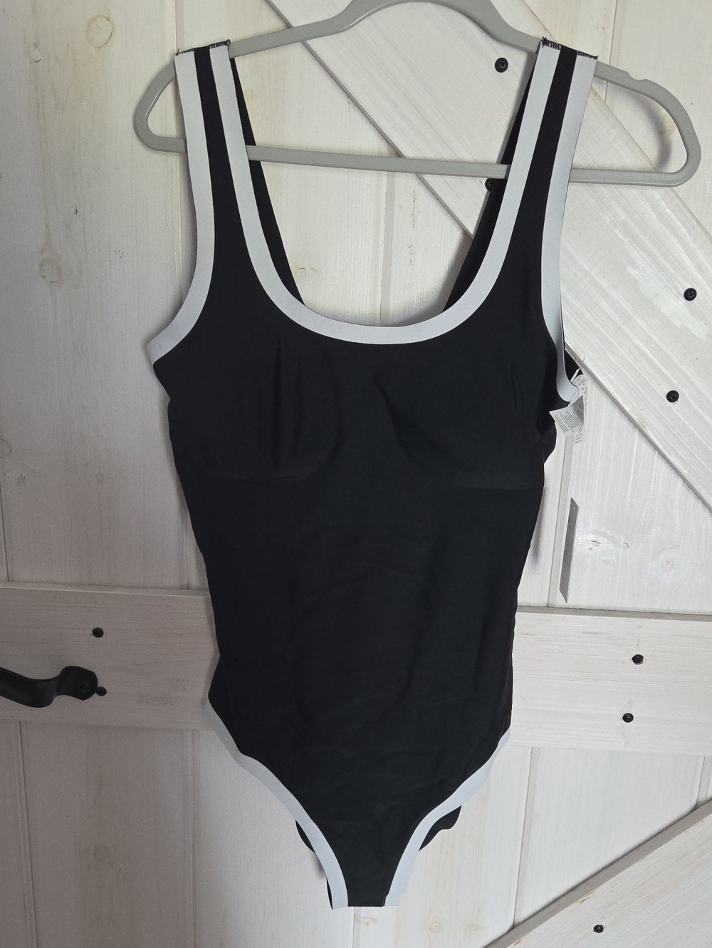 Cupshe Black One-Piece Swimsuit with White Trim